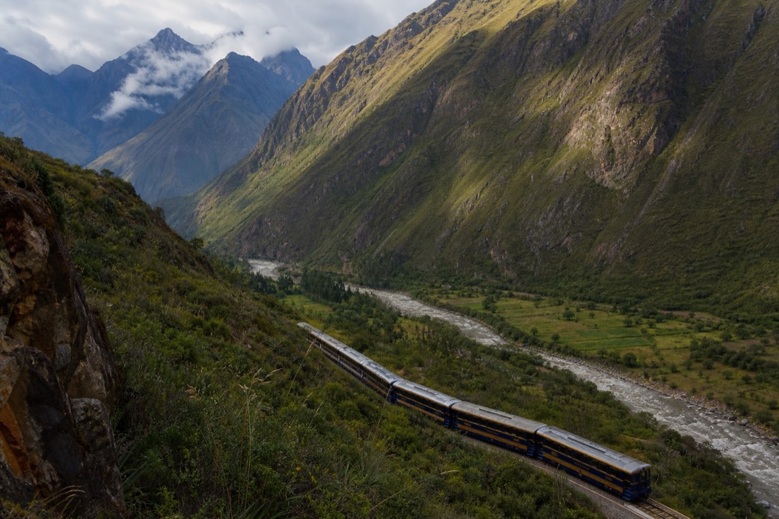 The Belmond Hiram Bingham on the line to Machu Picchu